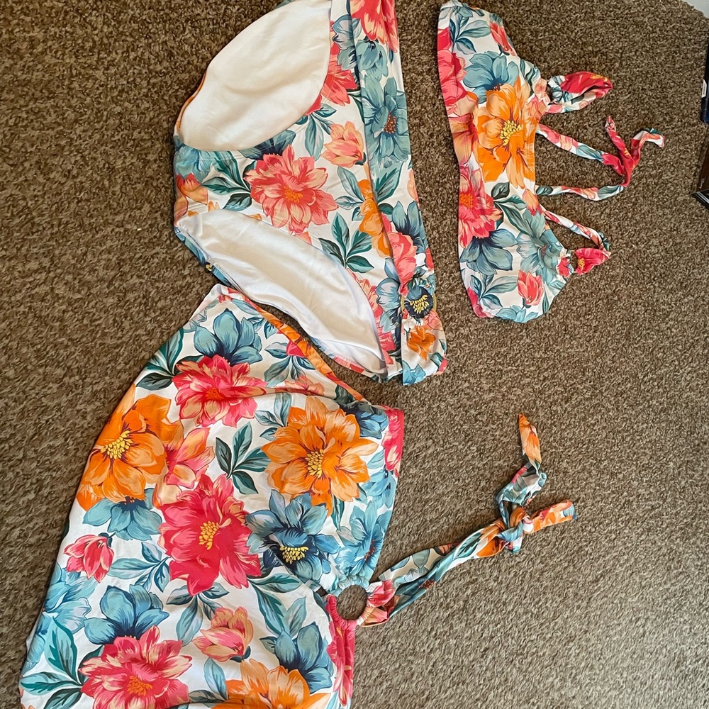 3 piece Floral Bikini Set
